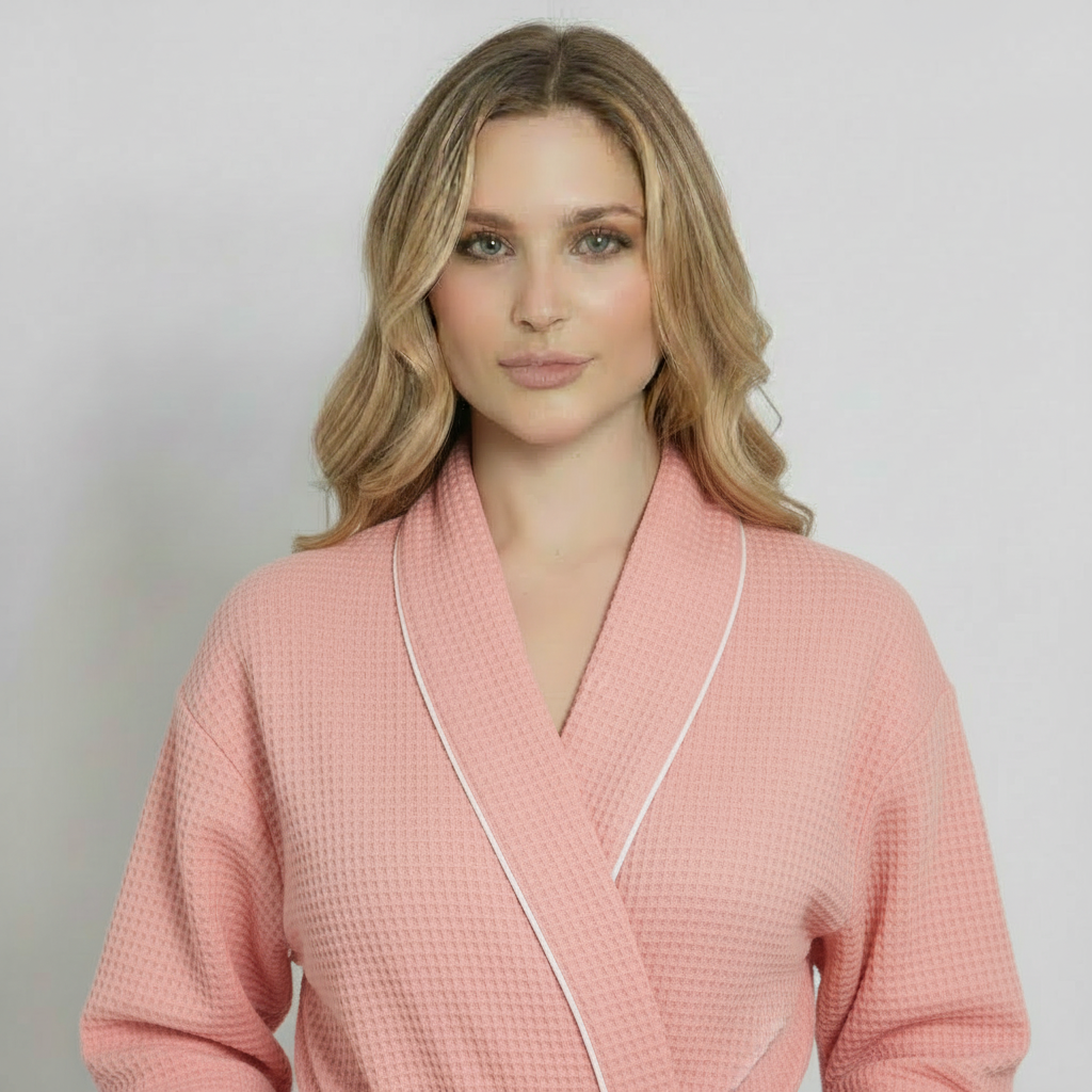 Knee-Length Waffle Robe for Women