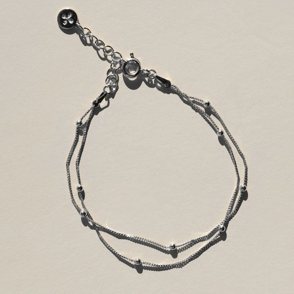 Silver Waterproof Double Layer Saturn Chain Bracelet