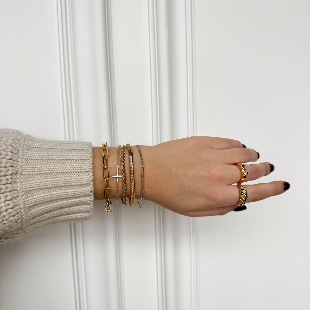 Silver Waterproof Double Layer Saturn Chain Bracelet